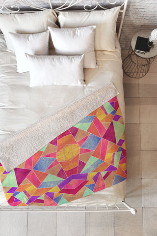 Elisabeth Fredriksson Colorful Mosaic Sun Fleece Throw Blanket