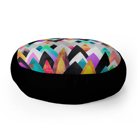 Elisabeth Fredriksson Colorful Peaks Floor Pillow Round