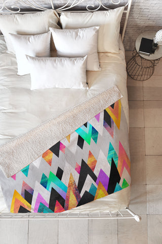 Elisabeth Fredriksson Colorful Peaks Fleece Throw Blanket