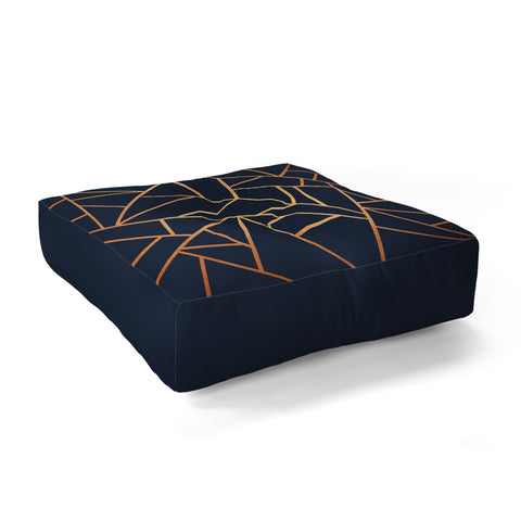 Elisabeth Fredriksson Copper And Midnight Navy Geo Floor Pillow Square