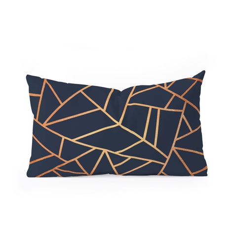 Elisabeth Fredriksson Copper And Midnight Navy Geo Oblong Throw Pillow