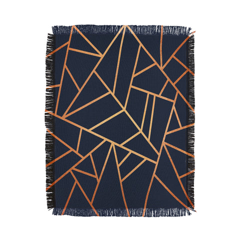 Elisabeth Fredriksson Copper And Midnight Navy Geo Throw Blanket