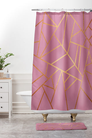 Elisabeth Fredriksson Copper and Pink Shower Curtain And Mat