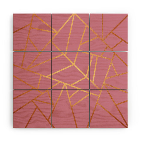 Elisabeth Fredriksson Copper and Pink Wood Wall Mural