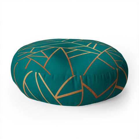 Elisabeth Fredriksson Copper and Teal Floor Pillow Round