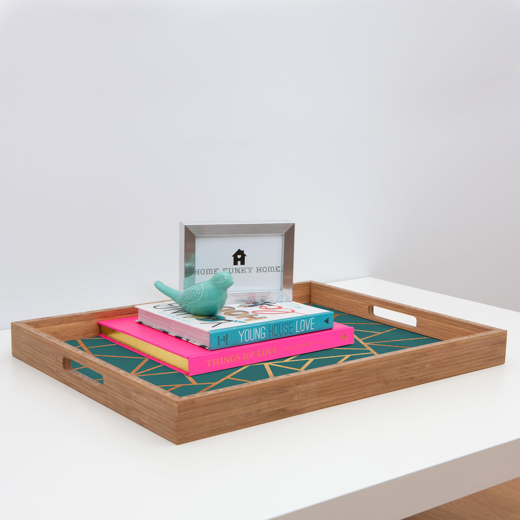 Copper And Teal Rectangular Tray Elisabeth Fredriksson