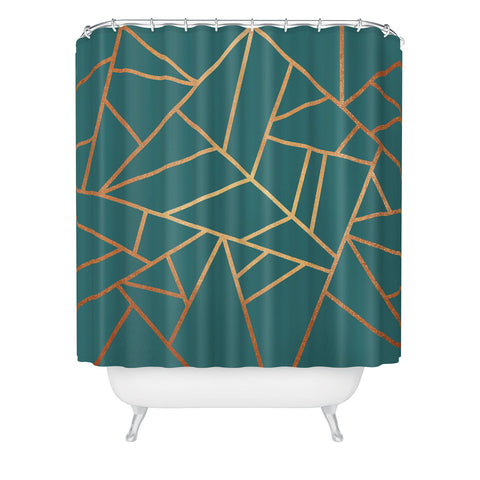Elisabeth Fredriksson Copper and Teal Shower Curtain