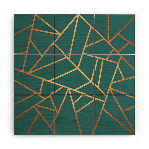 Elisabeth Fredriksson Copper and Teal Wood Wall Mural
