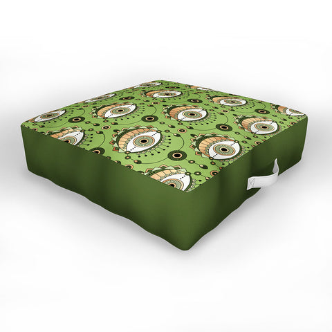 Elisabeth Fredriksson Eye Pattern Green Outdoor Floor Cushion