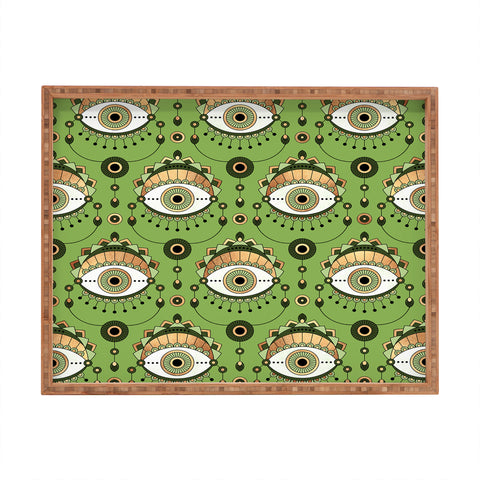 Elisabeth Fredriksson Eye Pattern Green Rectangular Tray