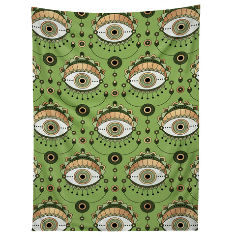 Elisabeth Fredriksson Eye Pattern Green Tapestry