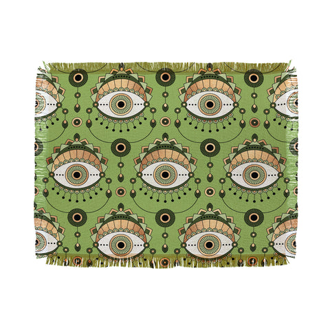 Elisabeth Fredriksson Eye Pattern Green Throw Blanket