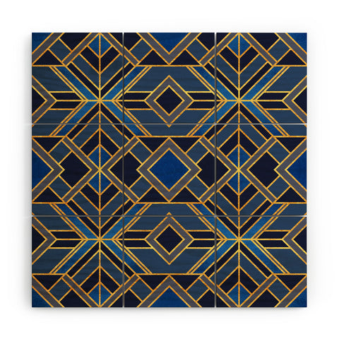 Elisabeth Fredriksson Geo Blue Wood Wall Mural