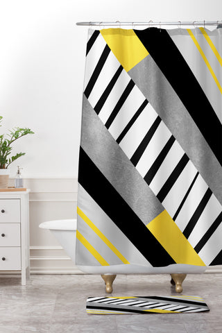Elisabeth Fredriksson Geometric Combination 2 Shower Curtain And Mat