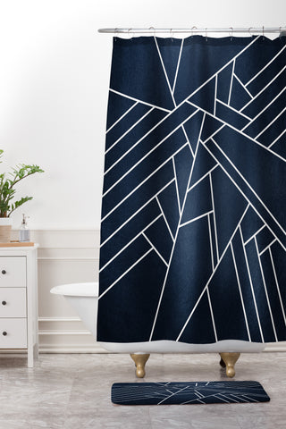 Elisabeth Fredriksson Geometric Navy Shower Curtain And Mat