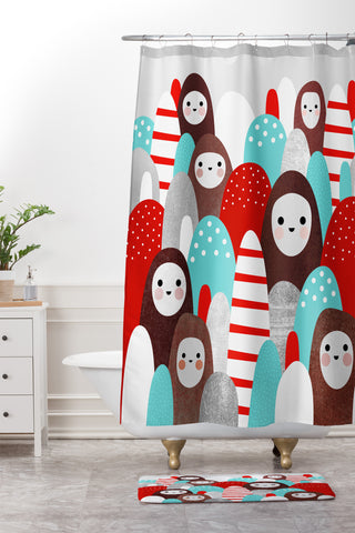 Elisabeth Fredriksson Gingerbread Spirits Shower Curtain And Mat