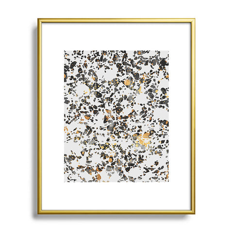 Elisabeth Fredriksson Gold Speckled Terrazzo Metal Framed Art Print
