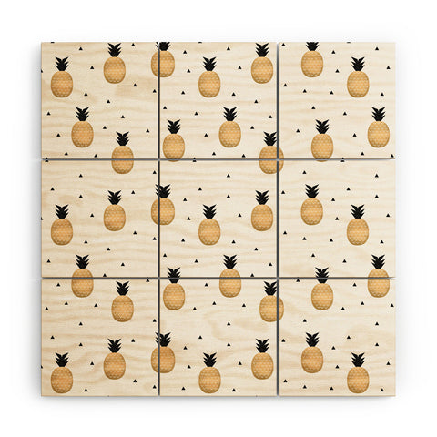 Elisabeth Fredriksson Golden Pineapples Wood Wall Mural