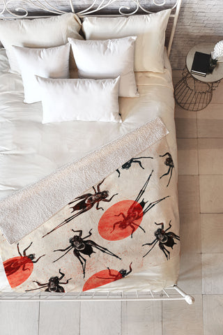 Elisabeth Fredriksson Grasshoppers Fleece Throw Blanket