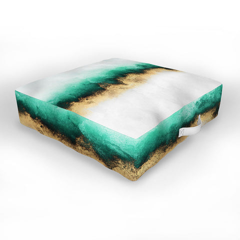 Elisabeth Fredriksson Green And Gold Sky Outdoor Floor Cushion