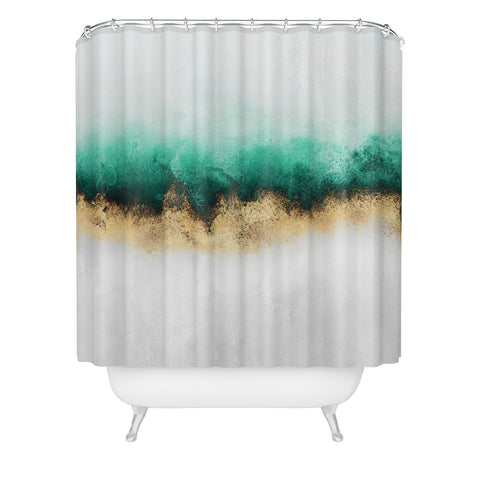 Elisabeth Fredriksson Green And Gold Sky Shower Curtain