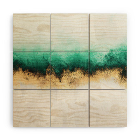 Elisabeth Fredriksson Green And Gold Sky Wood Wall Mural