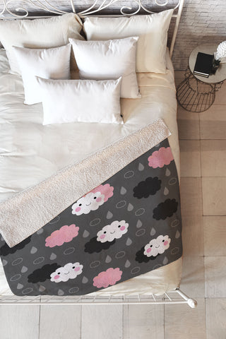 Elisabeth Fredriksson Happy Clouds Fleece Throw Blanket