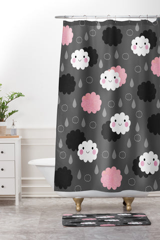 Elisabeth Fredriksson Happy Clouds Shower Curtain And Mat