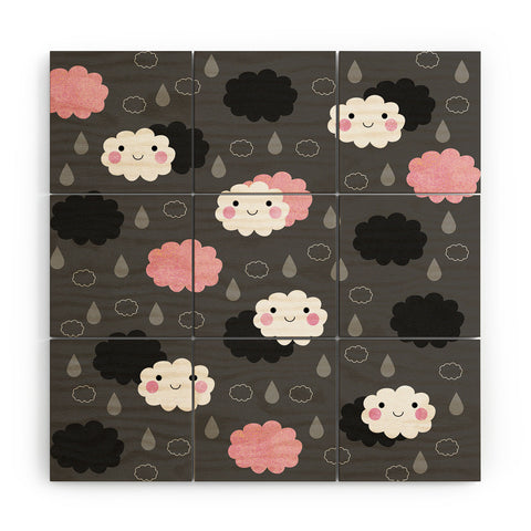 Elisabeth Fredriksson Happy Clouds Wood Wall Mural