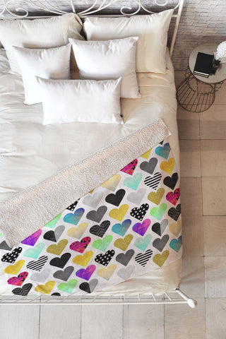 Elisabeth Fredriksson Happy Hearts Fleece Throw Blanket