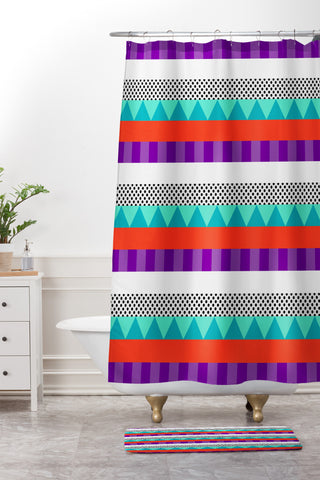 Elisabeth Fredriksson Happy Stripes 1 Shower Curtain And Mat