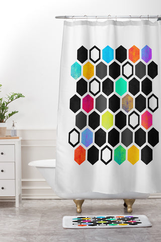 Elisabeth Fredriksson Hexagons Shower Curtain And Mat