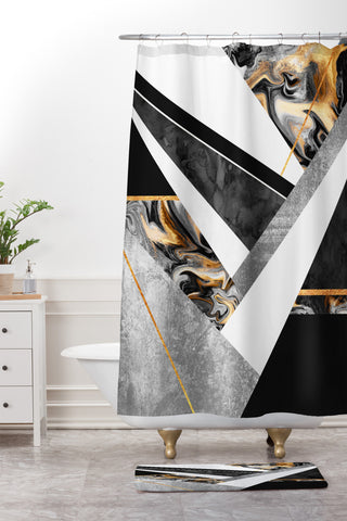 Elisabeth Fredriksson Lines and Layers Shower Curtain And Mat