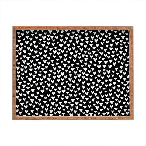 Elisabeth Fredriksson Little Hearts On Black Rectangular Tray