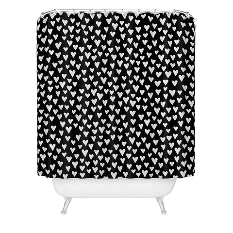 Elisabeth Fredriksson Little Hearts On Black Shower Curtain