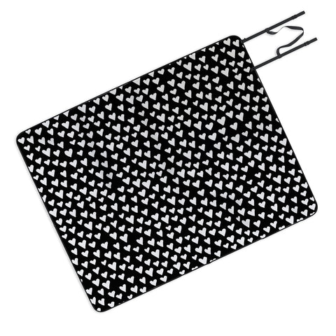 Elisabeth Fredriksson Little Hearts On Black Picnic Blanket