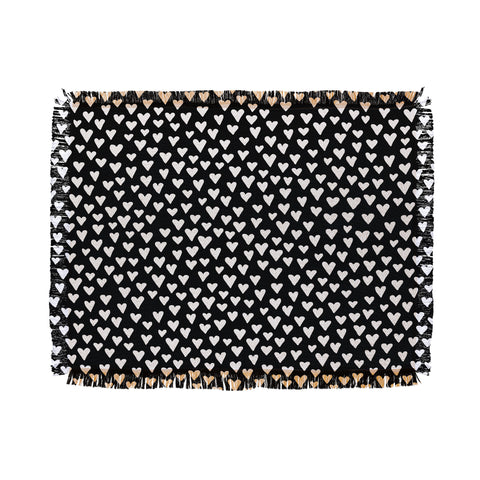 Elisabeth Fredriksson Little Hearts On Black Throw Blanket