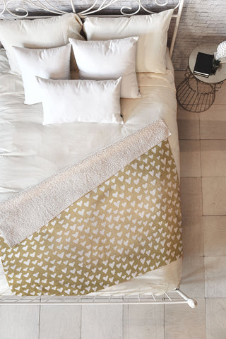 Elisabeth Fredriksson Little Hearts On Gold Fleece Throw Blanket