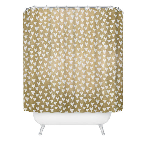 Elisabeth Fredriksson Little Hearts On Gold Shower Curtain