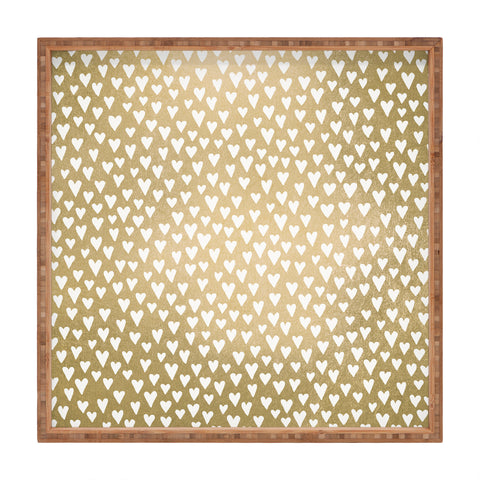 Elisabeth Fredriksson Little Hearts On Gold Square Tray