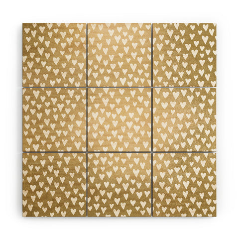 Elisabeth Fredriksson Little Hearts On Gold Wood Wall Mural