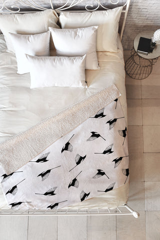 Elisabeth Fredriksson Magpies Fleece Throw Blanket