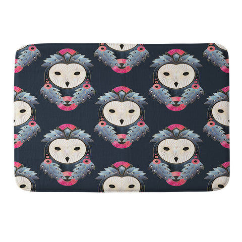 Elisabeth Fredriksson Owl Dark Background Memory Foam Bath Mat