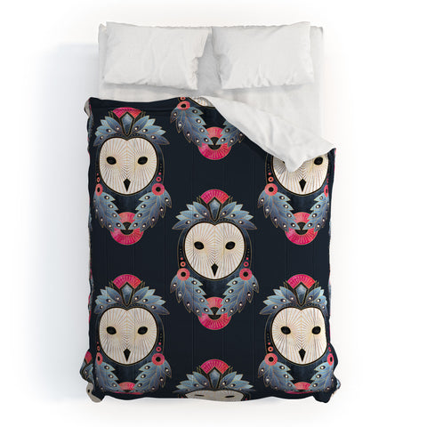 Elisabeth Fredriksson Owl Dark Background Comforter