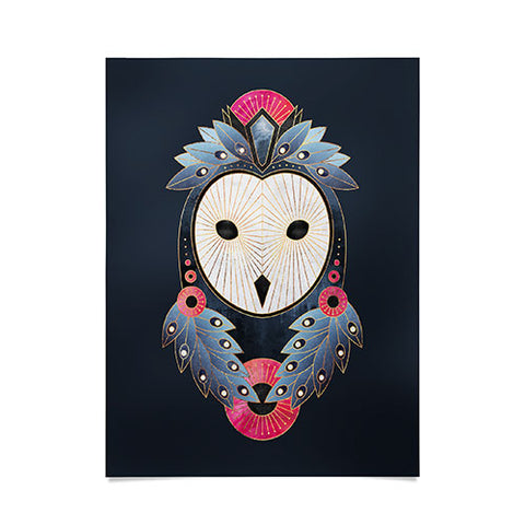 Elisabeth Fredriksson Owl Dark Background Poster
