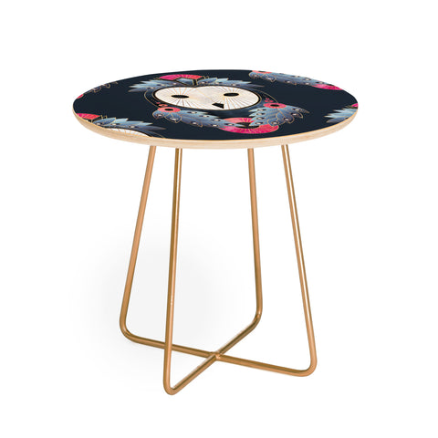 Elisabeth Fredriksson Owl Dark Background Round Side Table