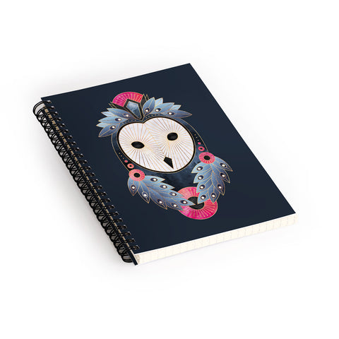 Elisabeth Fredriksson Owl Dark Background Spiral Notebook