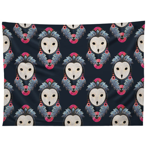 Elisabeth Fredriksson Owl Dark Background Tapestry