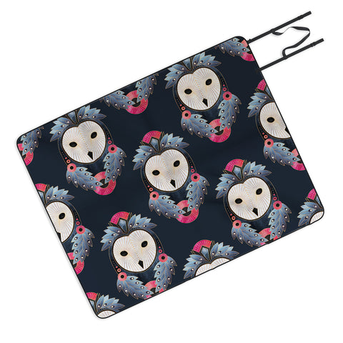 Elisabeth Fredriksson Owl Dark Background Picnic Blanket
