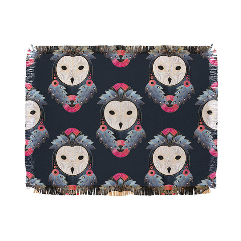 Elisabeth Fredriksson Owl Dark Background Throw Blanket
